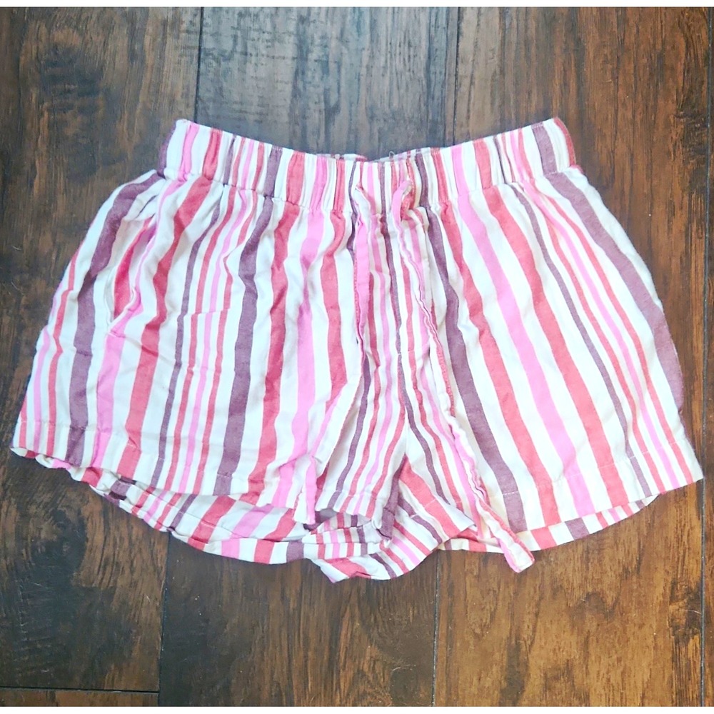 Auden Women's Striped Sleep Shorts, Pink and White, Pajama Style, XS